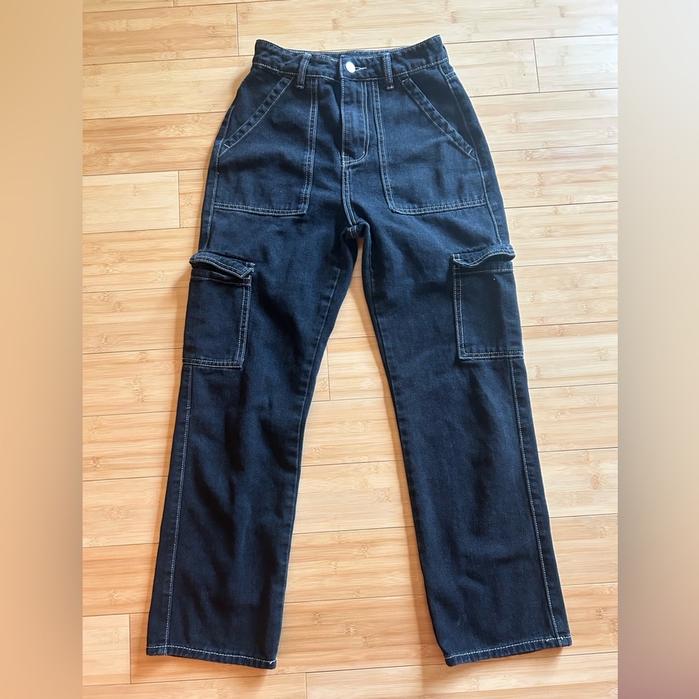 SHEIN High Waisted Flap Pocket Cargo Jeans